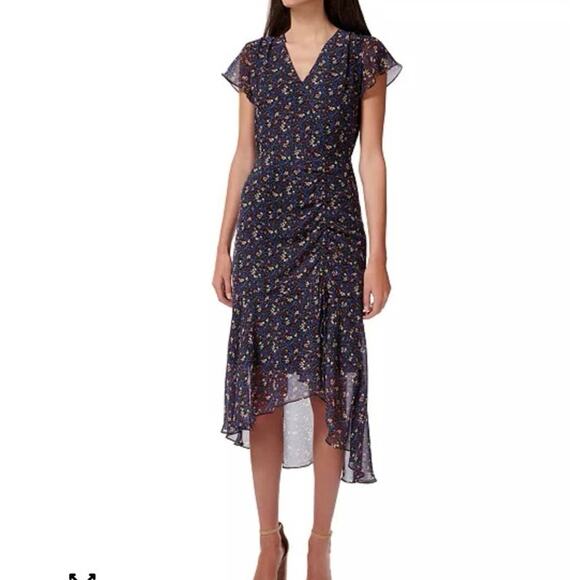 NWT Sam edelmans Ditsy-Print Ruched Midi Dress sz 2 - Picture 1 of 6